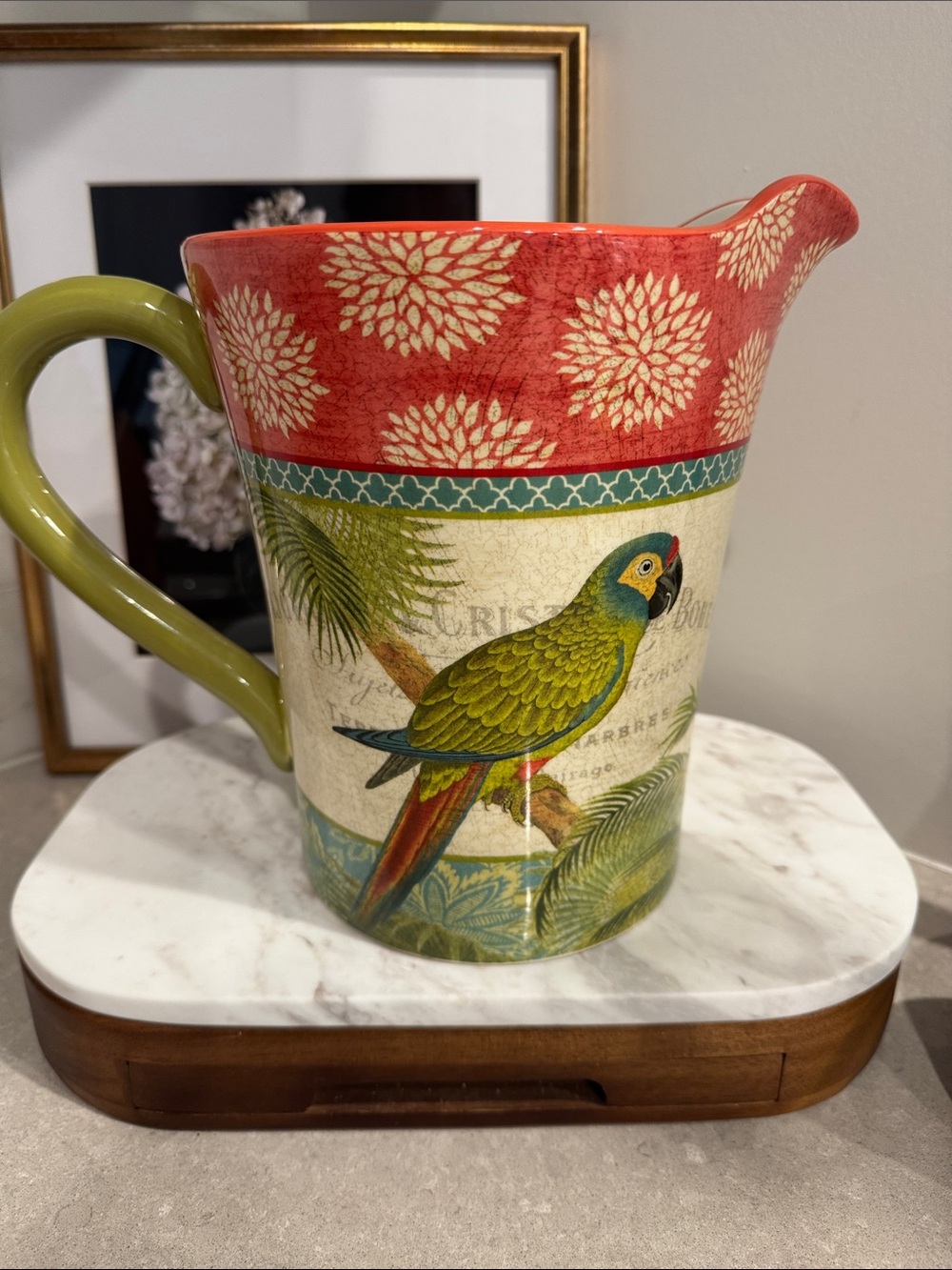 Certified International Parrot Pitcher by Suzanne Nicoll - Picture 3 of 3